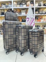 چمدان اورجینال لوکس باربری چهارخونه کرم تیره