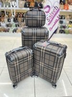 چمدان اورجینال لوکس باربری چهارخونه کرم تیره