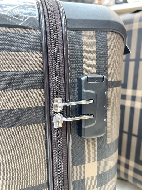 چمدان اورجینال لوکس باربری چهارخونه کرم تیره