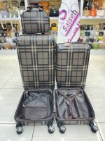 چمدان اورجینال لوکس باربری چهارخونه کرم تیره