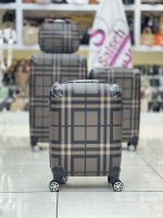 چمدان اورجینال لوکس باربری چهارخونه کرم تیره