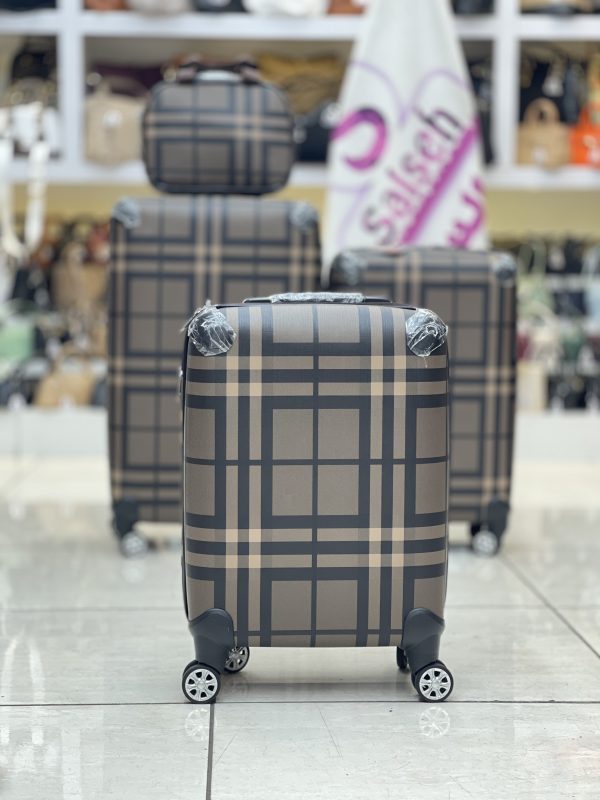 چمدان اورجینال لوکس باربری چهارخونه کرم تیره