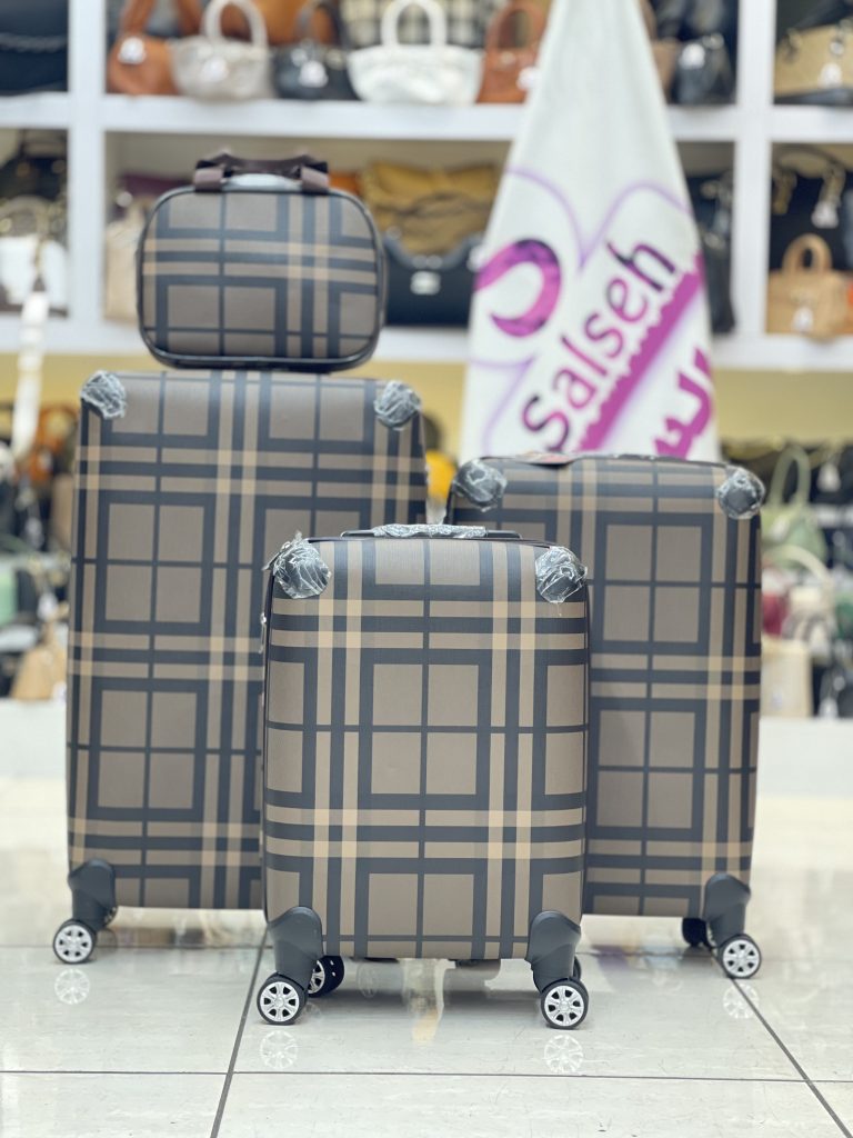 چمدان اورجینال لوکس باربری چهارخونه قهوه ای